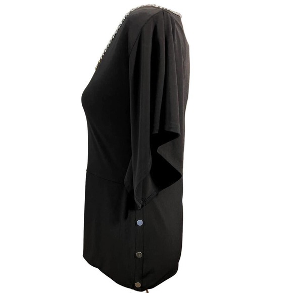3/$27 Style & Co Blouse w/Batwing Sleeves, Scoop Neck w/Chain in Black, Small - Picture 3 of 8